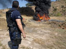 La incineración se llevó a cabo en las instalaciones del Club Cinegético de la Venta del Astillero.  /