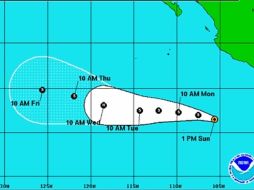 Trayectoria proyectada para 'Kenneth'' en los próximos cinco días. GRÁFICO DEL CNH  /
