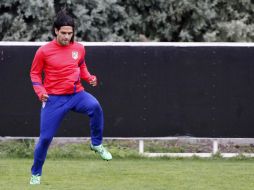 Falcao se ejercita en el entrenamiento de su equipo para enfrentarse al conjunto Merengue el próximo sábado. EFE  /