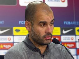 El entrenador del Barcelona, 'Pep Guardiola', durante una rueda de prensa en España. EFE  /