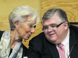 Christine Lagarde se encontró con Agustín Carstens, gobernador del Banco de México. AP  /