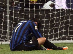 Giampaolo Pazzini lamenta la derrota del equipo neroazzurro ante el Udinese. EFE  /