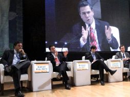 El aspirante a la Presidencia Enrique Peña Nieto, dijo en el foro de la Democracia, que su partido fue descalificado. NTX  /