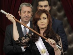 Cristina Fernández hizo referencias a su esposo fallecido, el ex presidente Néstor Kirchner. EFE  /