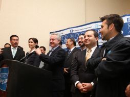 El aspirante a la candidatura presidencial panista, Santiago Creel, presenta a su equipo de campaña. NTX  /