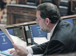 El conservador Mariano Rajoy y próximo presidente español durante la primera sesión en el Congreso de Diputados. EFE  /
