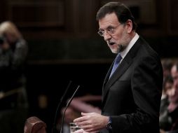 Mariano Rajoy, tras ser elegido hoy presidente del Gobierno, una vez finalizado el debate de investidura en la cámara baja. EFE  /