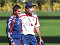 Xavier Báez y Fernando Quirarte durante uno de los entrenamientos del Guadalajara.  /