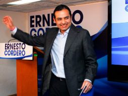 El panista Ernesto Cordero confundió nombres en el debate y dijo Vicente Calderón en lugar de Felipe Calderón. NTX  /