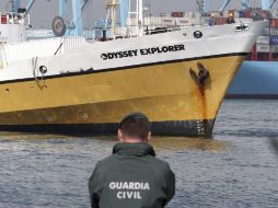 En la imagen, uno de los buques cazatesoros de Odyssey Marine Exploration. EFE  /