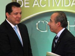 El Presidente Felipe Calderón recibió el Informe de Actividades 2011 de la Comisión Nacional de los Derechos Humanos. EL UNIVERSAL  /