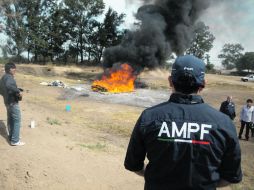 En las instalaciones del Club Cinegético Calzado Canadá fue donde se incineró la droga decomizada.  /
