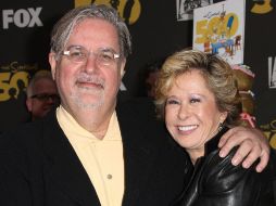 Celebrando los 500 capítulos de Los Simpson el creador Matt Groening y la actriz Yeardley Smith. AFP  /