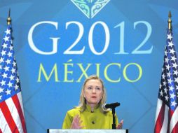 Hillary Clinton habla en la reunión ministerial del G20, donde abordan los grandes retos económicos que vive la humanidad. REUTERS  /