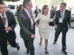 La virtual candidata del PAN a la Presidencia arriba a la sede nacional del partido, donde se llevó a cabo la sesión del Consejo.  /