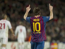 Lionel Messi metió cinco goles en la clara victoria del Barcelona. EFE  /