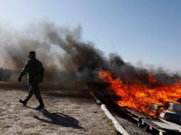 Quema de drogas decomisadas. El informe destaca que la corrupción sigue siendo un impedimento en esfuerzos en antinarcóticos. ARCHIVO  /