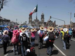 El jueves, miles de maestros bloquearon las calles de la ciudad de México y llegaron al Zócalo. NOTIMEX  /