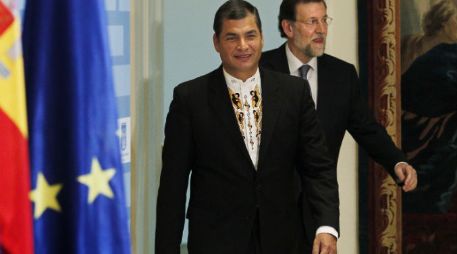 Rafael Correa se reunió con el presidente del gobierno español, Mariano Rajoy.  /