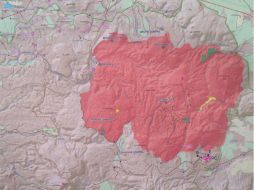 Polígono afectado por incendo forestal del Bosque La Primavera. Imagen de Conafor.  /