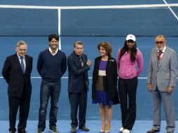 De izda a dcha. Ignacio Garralda, Fernando Verdasco, Manuel Santana, Ana Botella, Venus Willians e Ion Tiriac. EFE  /