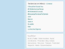 Trending topics referentes al candidato presidencial del PRI, Enrique Peña Nieto. ESPECIAL  /