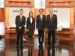 Los candidatos a la presidencia de la República Mexicana, antes del debate esta noche en le WTC de la ciudad de México.NOTIMEX  /