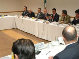 Sandoval Díaz durante su reunión con el Consejo de la Confederación Patronal de la República Mexicana en Jalisco. ESPECIAL  /