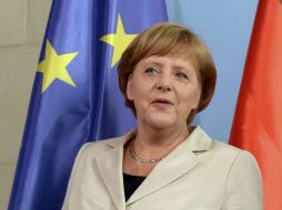 La canciller alemana Angela Merkel llega a la conferencia de prensa. EFE  /