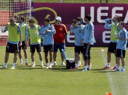 Los jugadores de la selección española durante entrenamiento de preparación para el partido ante Irlanda. EFE  /