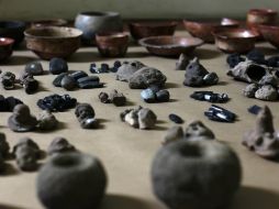 Vista de piezas arqueológicas mayas presentadas por el Ministerio de Cultura y Deportes en Guatemala. EFE  /