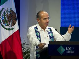 Calderón, durante la inauguración del Foro de Negocios B-20. AFP  /