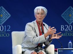 La directora general del FMI, Christine Lagarde,  en la Cumbre de Negocios del G20 que se realiza en Los Cabos, México. EFE  /