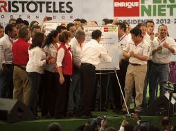 El candidato a la presidencia de México durante su acto de campaña en Lagos de Moreno.  /