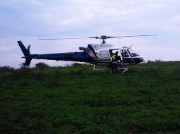 Personal de la Secretaría de Seguridad Pública del Estado rescató al policía con la ayuda de este helicóptero  /