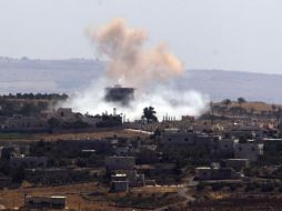 Imagen del impacto de un obús en Jbatha Al-Khashab, localidad al sur de Damasco, cercana a la frontera con Israel. EFE  /