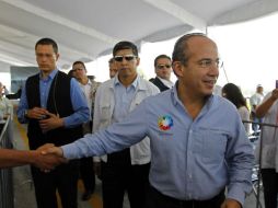 El Presidente estuvo por la mañana inaugurando un tramo carretero Lagos-San Luis Potosí.  /