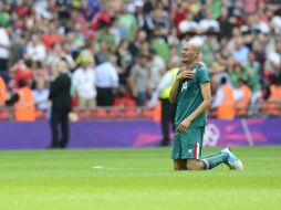 Jorge Enríquez festeja llorando el histórico oro ante Brasil. AFP  /
