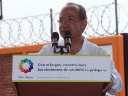 El Presidente Felipe Calderón en la inauguración del Gasoducto, hoy, en Morelia. NTX  /