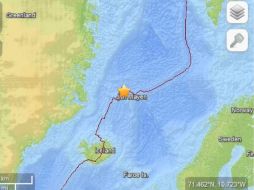 Mapa de la ubicación del epicentro del sismo en el Océano Ártico. ESPECIAL  /