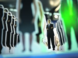 Un recorte de Barack Obama decora un stand en la Convención Nacional Demócrata, donde será designado candidato a la reelección. AFP  /