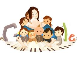 Rodeada de sus ocho hijos, Clara Scumann trae armonía al doodle de hoy. ESPECIAL  /