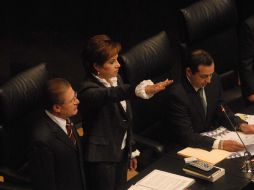 Patricia Espinosa compareció ante senadores, en el marco del Sexto Informe de Gobierno del presidente Felipe Calderón. NOTIMEX  /