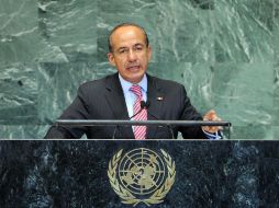 Calderón durante su participación en la 67º Sesión de la Asamblea General de la ONU. EL UNIVERSAL  /