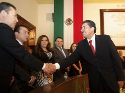 Ramiro Hernández durante su toma de protesta como primer edil tapatío, ocurrida el pasado domingo 30 de septiembre.  /
