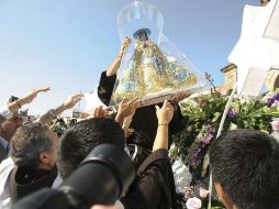 Imagen de la Virgen a su llegada a la Basílica de Zapopan.  /