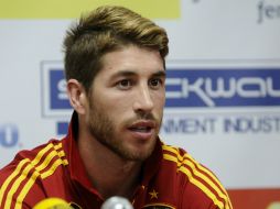 El jugador Sergio Ramos durante rueda de prensa en Panamá. XINHUA  /