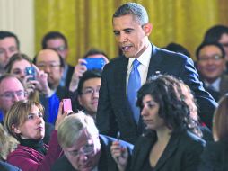 El presidente Barack Obama ofrece una conferencia de prensa en la Casa Blanca, primera tras confirmarse su reelección.AP  /
