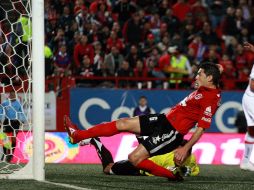 Pablo Aguilar remata para anotar el segundo gol de Xolos. MEXSPORT  /