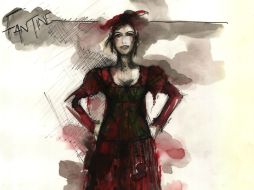 Un dibujo de uno de los trajes diseñados por el español Paco Delgado para la película ''Los miserables''. EFE  /